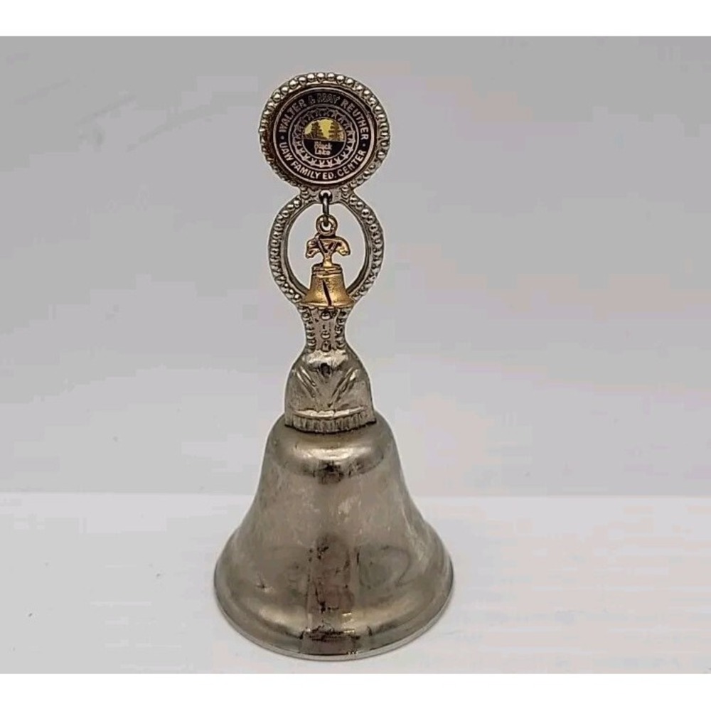 Vintage Brass Souvenir Bell Black Lake UAW Family Education Center Reuther